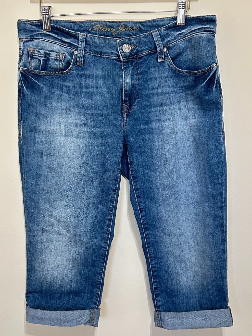 Mavi Molly Mid-Rise Cuffed Capri Blue Size 31